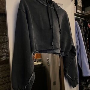 Zara Gray Cropped Hoodie